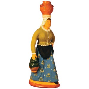 image: Woman carrying jars