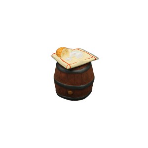 image: Cloth with bread and goat cheese on Barrel