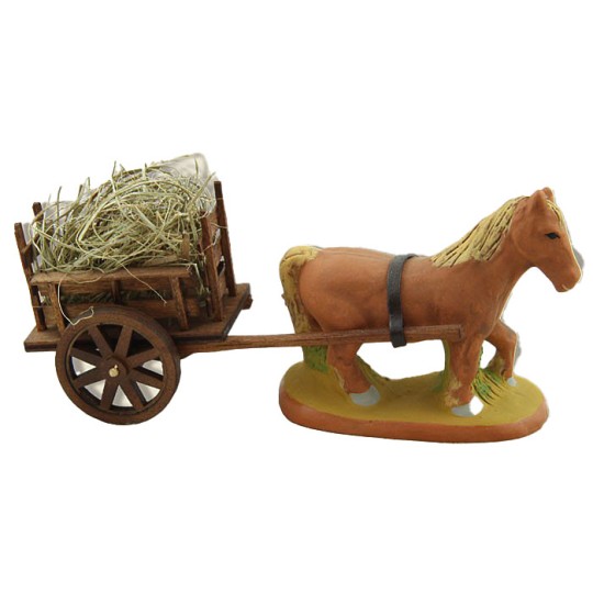 image: Cheval de trait et Charetton d'attelage en bois