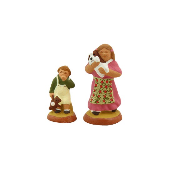 image: Petite fille (rose) et son frère (vert)