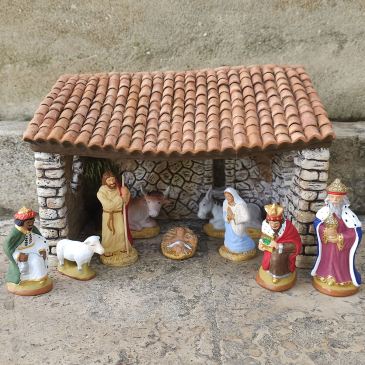 Stable with Nativity set 9 cm