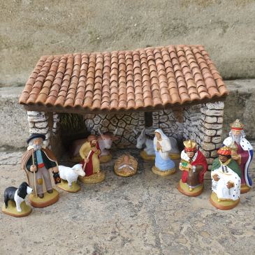 Stable with Nativity set 9 cm