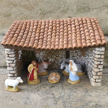 Stable with Nativity set 9 cm