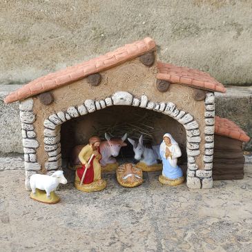 Stable with Nativity set 9 cm - Base - Joseph kneeling