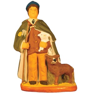 image: Shepherd with lam and dog