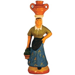 image: Woman carrying jars