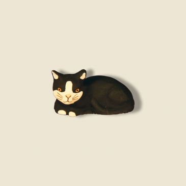 Chat couché noir 9 cm